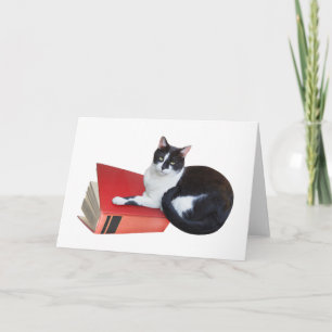 Katt med Bok-kort Kort