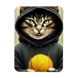 Katt med Boll av garn Magnet