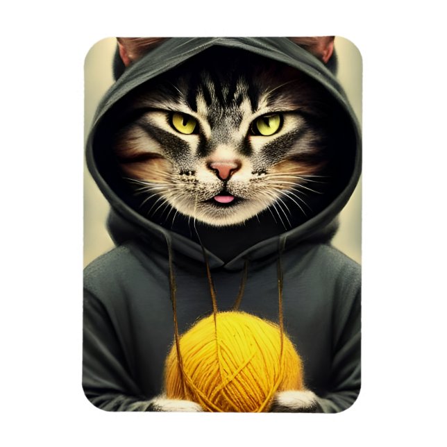 Katt med Boll av garn Magnet (Vertikal)