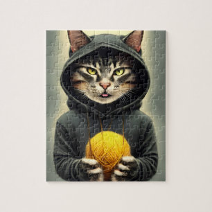 Katt med Boll av garn Pussel