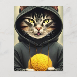 Katt med Boll av garn Vykort