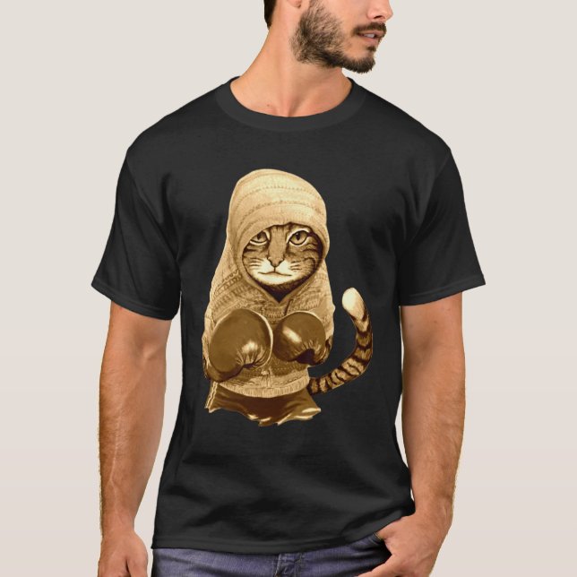 Katt med boxhandskar t shirt (Framsida)