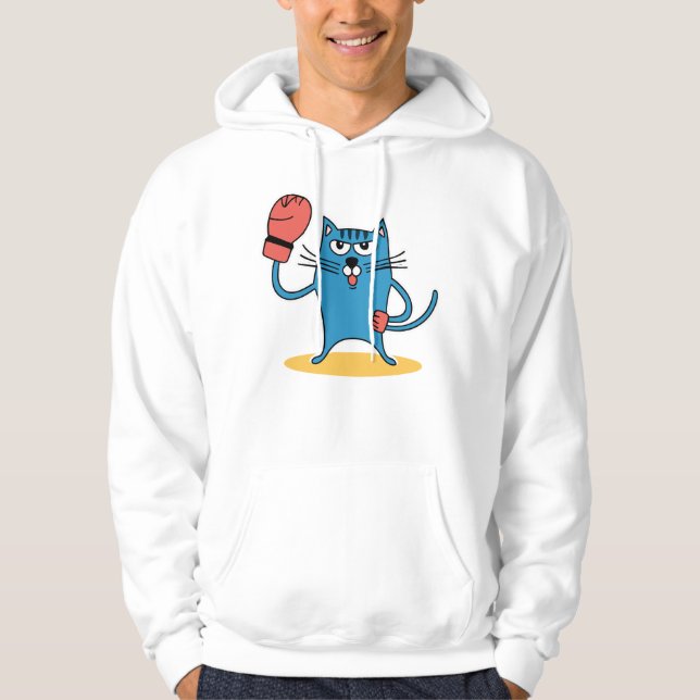 Katt med Boxinghandskar Hoodie (Framsida)
