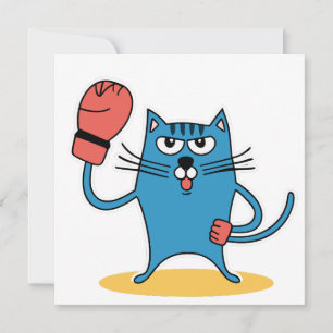 Katt med Boxinghandskar Inbjudningar