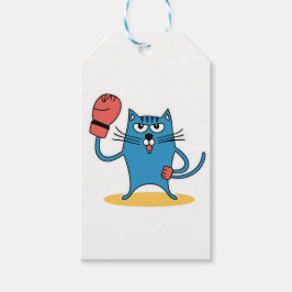 Katt med Boxinghandskar Presentetikett