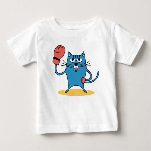 Katt med Boxinghandskar T Shirt (Framsida)
