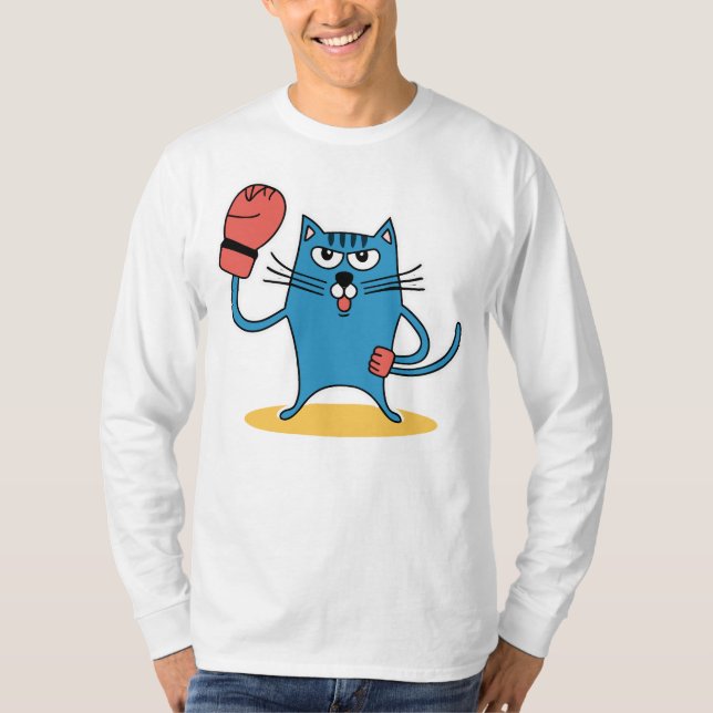 Katt med Boxinghandskar T Shirt (Framsida)