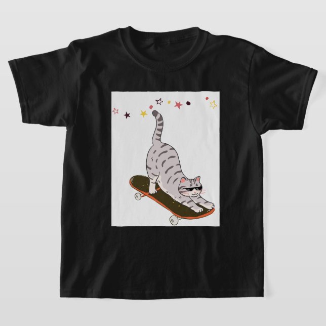 Katt med brädan t shirt (Laydown)