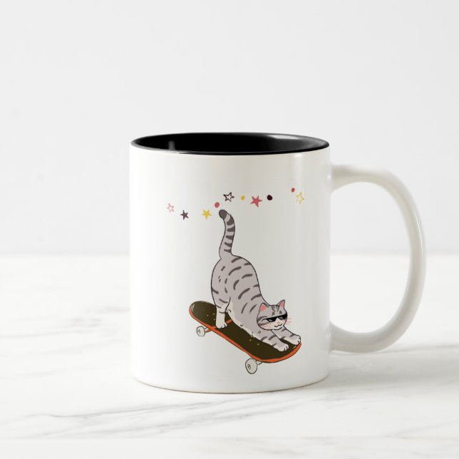 Katt med brädan Två-Tonad mugg (Höger)