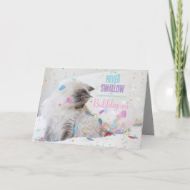 Katt med Bubblegum Bubble Grattis på födelsedagen Kort