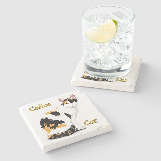 Katt med calicofärger Personlig Stenunderlägg (Sidan)