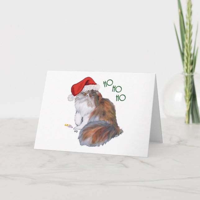 Katt med calicoteeckning perser jul helgkort (Framsida)