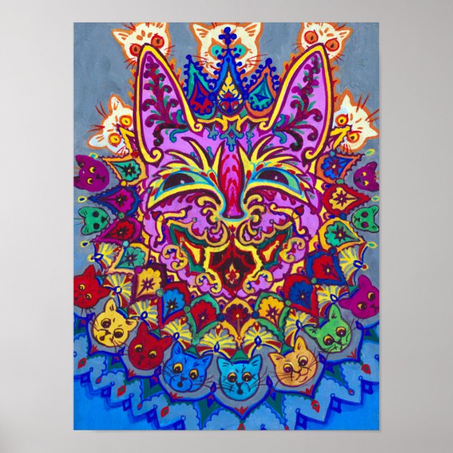Katt med Cat Necklace av Louis Wain Poster (Framsidan)