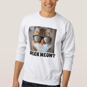 Katt med CHECK MEOWT-sweatshirts T-shirts Lång Ärmad Tröja