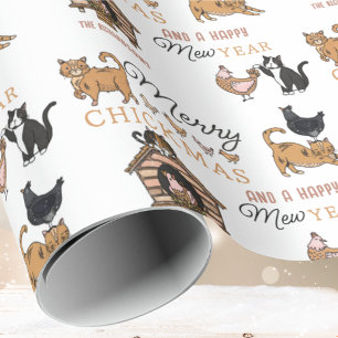 Katt med Chickens och Namn jul Presentpapper