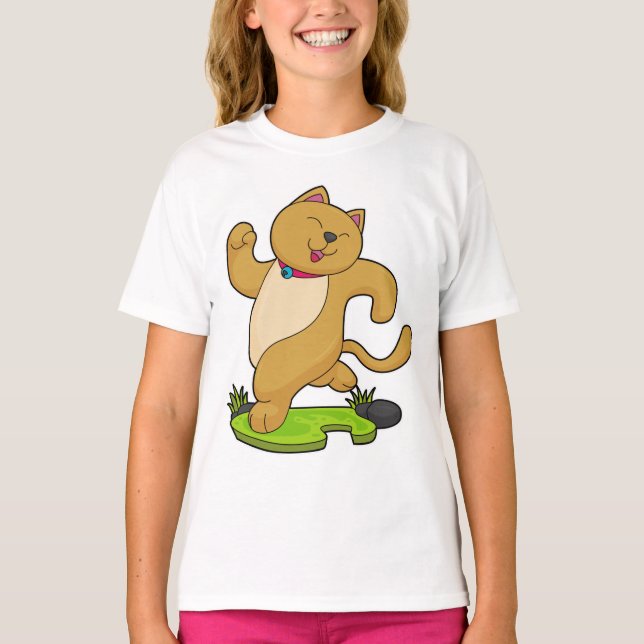 Katt med Choker vid körning T Shirt (Framsida)