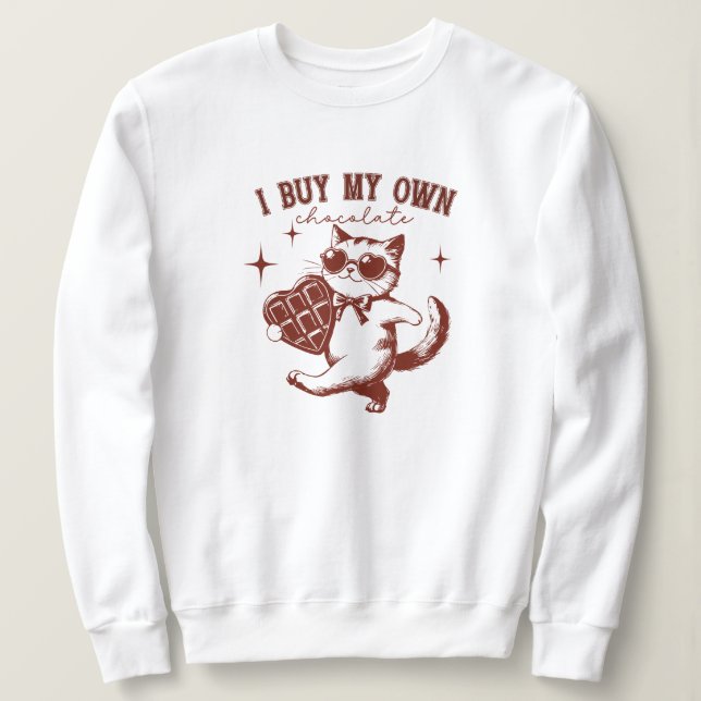 Katt med chokladhjärta t shirt (Design framsida)