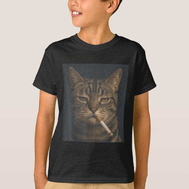 Katt med Cigarette Sarcastic MemSmoking Ca T Shirt (Framsida)