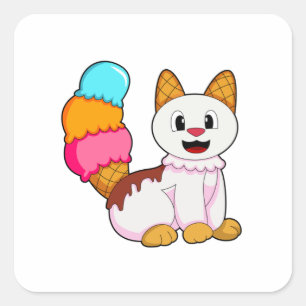 Katt med cirkel fyrkantigt klistermärke