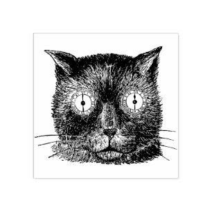 Katt med Clock Ögon Stämpel