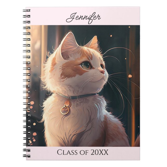 Katt med Collar Personalize Namn Gift-bärbar dator Anteckningsbok (Framsidan)