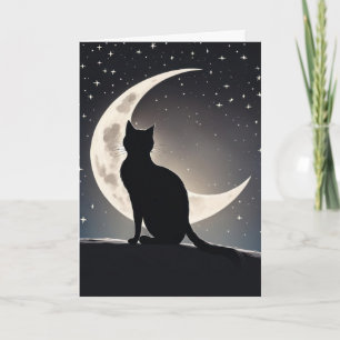 Katt med Crescent Måne som tänker på dig Kort