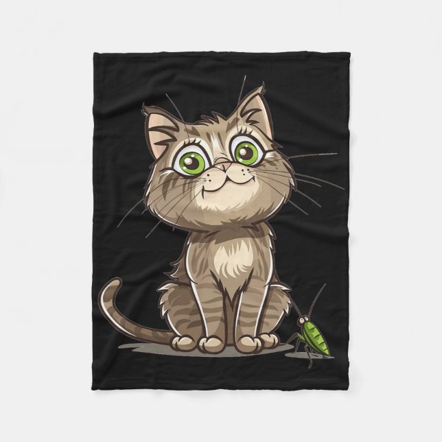 Katt Med Cricket Jag Söt Katt  Fleecefilt (Framsidan)