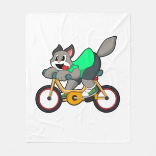 Katt med cykel fleecefilt