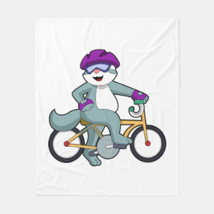 Katt med cykel fleecefilt