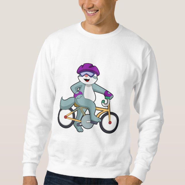 Katt med cykel lång ärmad tröja (Framsida)
