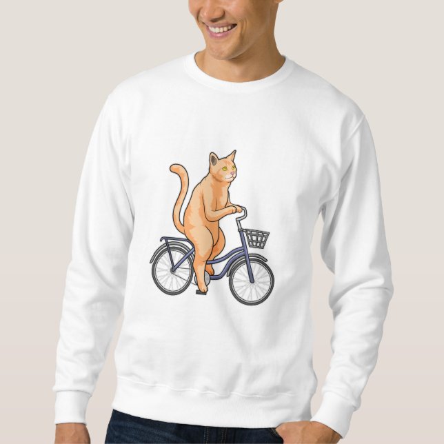 Katt med cykel lång ärmad tröja (Framsida)