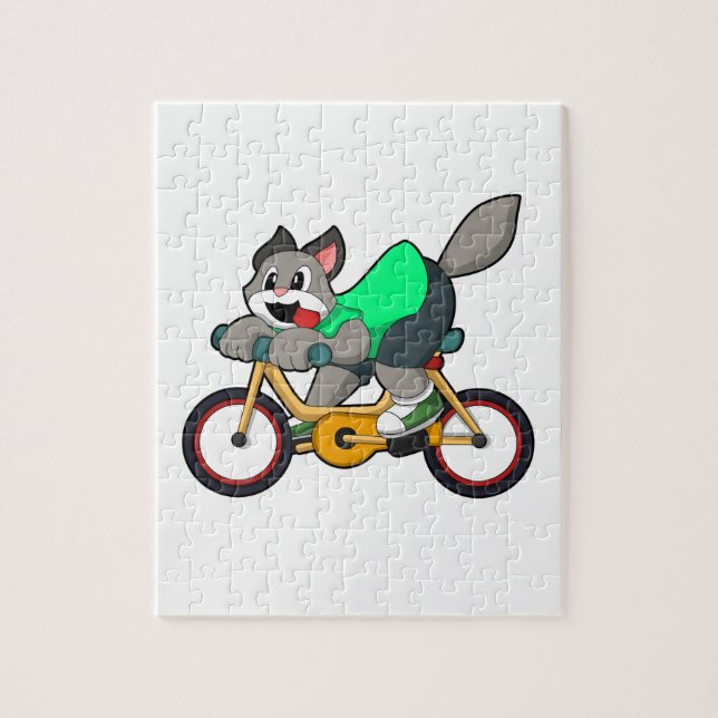 Katt med cykel pussel (Vertikal)
