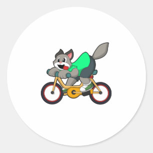 Katt med cykel runt klistermärke