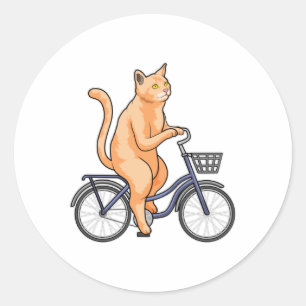 Katt med cykel runt klistermärke