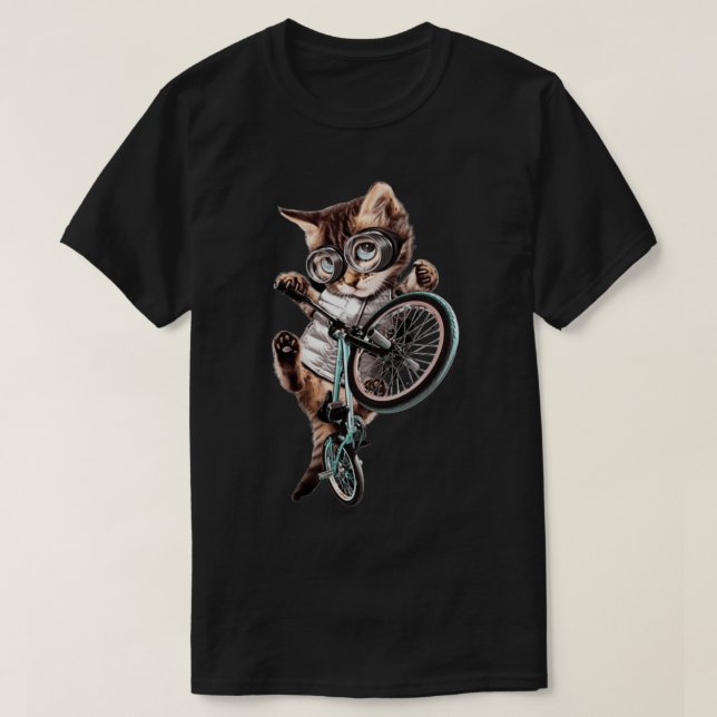 Katt med cykel t shirt (Design framsida)