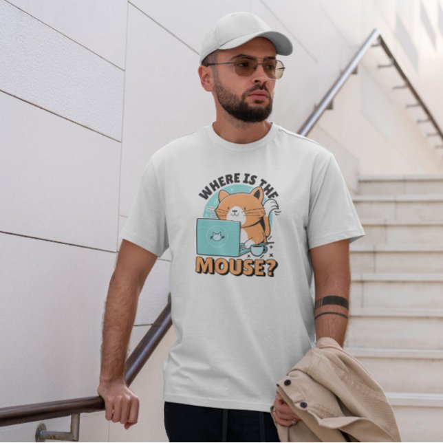 Katt med dator t shirt (Skapare uppladdad)