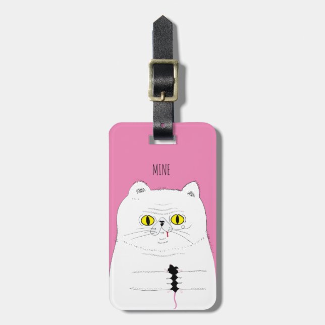 Katt med den roliga teckningen för mus bagagebricka (Vertikal Framsida)
