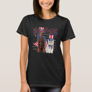 Katt med Dobermann-solglasögon amerikanska Flagga T Shirt