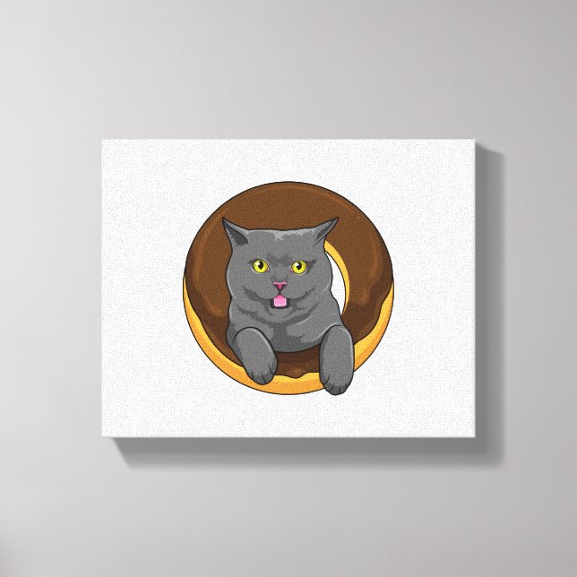 Katt med Donut Canvastryck (Framsida)