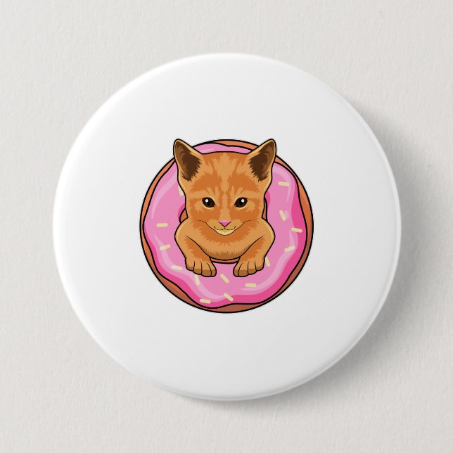 Katt med Donut Knapp (Framsida)