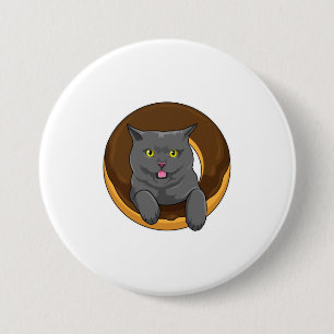 Katt med Donut Knapp