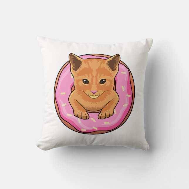 Katt med Donut Kudde (Framsida)