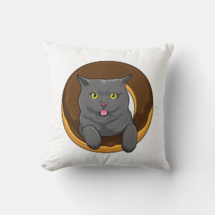 Katt med Donut Kudde