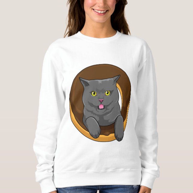 Katt med Donut T Shirt (Framsida)