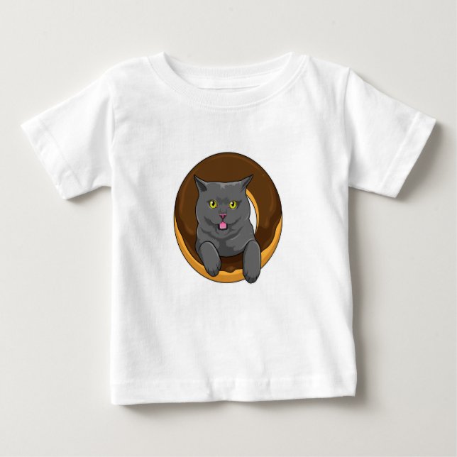 Katt med Donut T Shirt (Framsida)