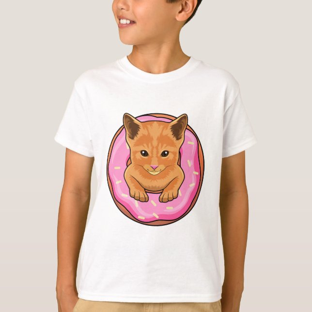 Katt med Donut T Shirt (Framsida)