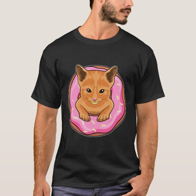 Katt med Donut T Shirt (Framsida)