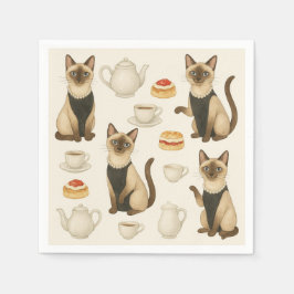 Katt med eftermiddagen Tea Party London England Pappersservett