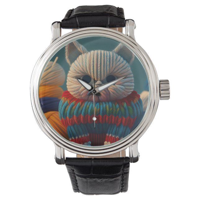 Katt med en "A-huvudattityd" Armbandsur (Framsida)