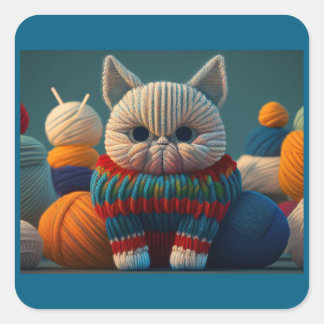 Katt med en "A-huvudattityd" Fyrkantigt Klistermärke